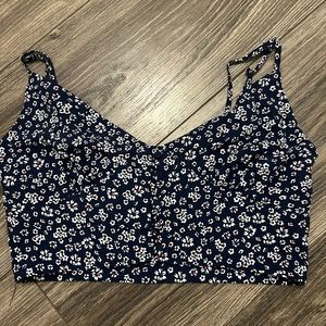 Princess Polly Navy Flower Print Crop Top